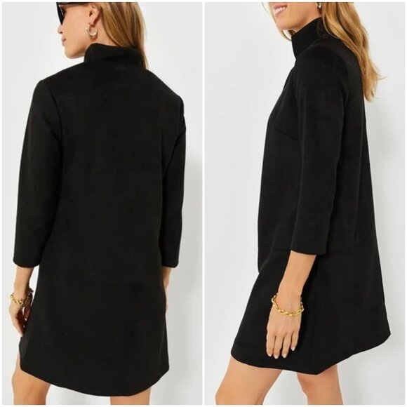 Tuckernuck Suede Clifton Dress in black size XL faux suede mini stand collar - Picture 3 of 11